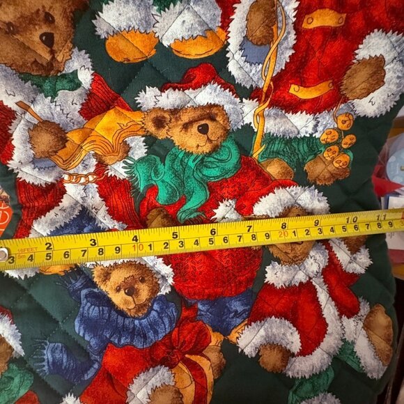 Vintage Quilted Christmas Stocking Large 21” Teddy Snowman Reversible - Picture 7 of 7